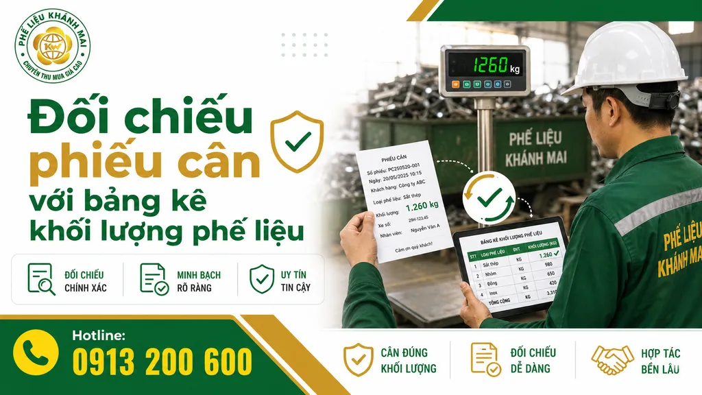 Đối chiếu phiếu cân với bảng kê khối lượng phế liệu