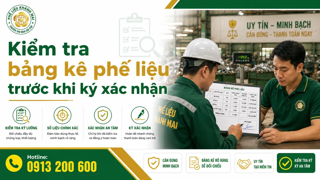 Kiểm tra bảng kê phế liệu trước khi ký xác nhận