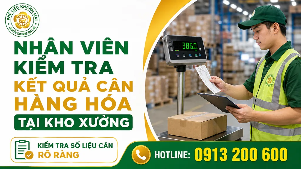 Nhân viên kiểm tra kết quả cân hàng hóa tại kho xưởng