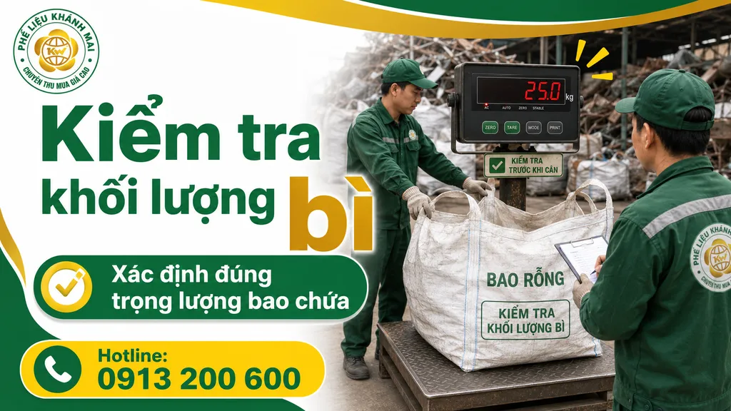 Kiểm tra khối lượng bì của bao chứa phế liệu