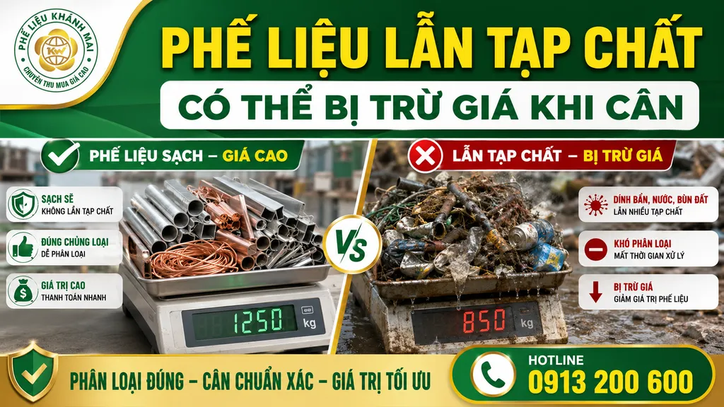 Phế liệu lẫn tạp chất có thể bị trừ giá khi cân