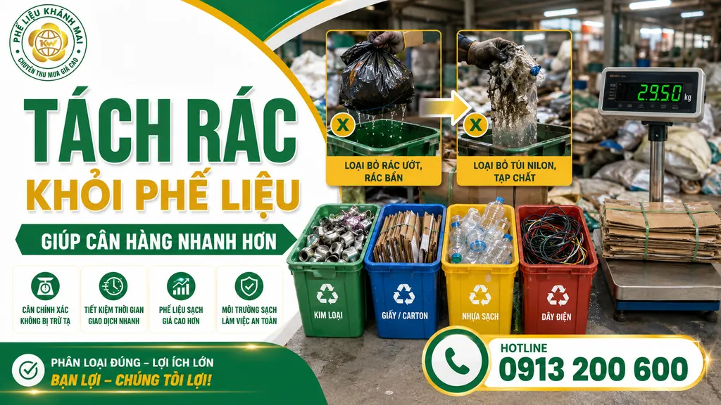Tách rác khỏi phế liệu trước khi bán giúp cân hàng nhanh hơn