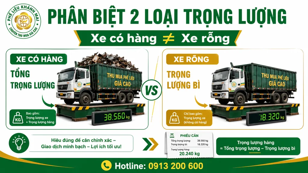 Minh họa sự khác nhau giữa trọng lượng xe có hàng và xe rỗng
