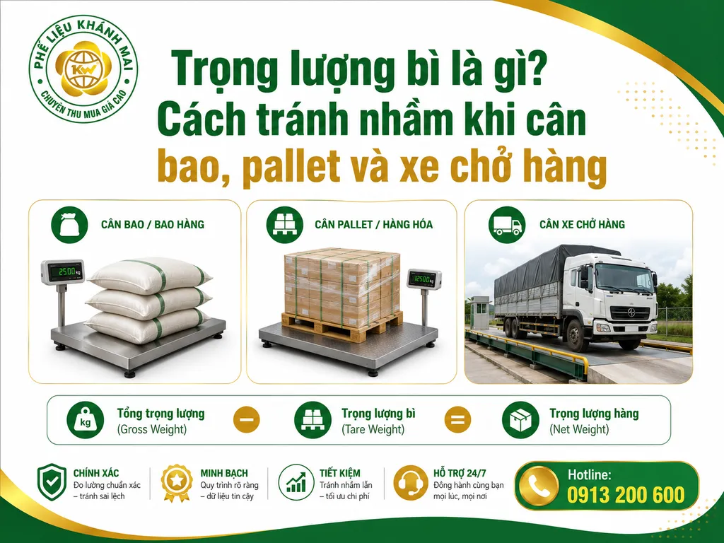 Trọng lượng bì là gì? Cách tránh nhầm khi cân bao, pallet và xe chở hàng