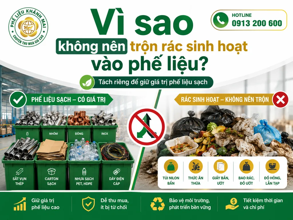 Vì sao không nên trộn rác sinh hoạt vào phế liệu khi dọn kho