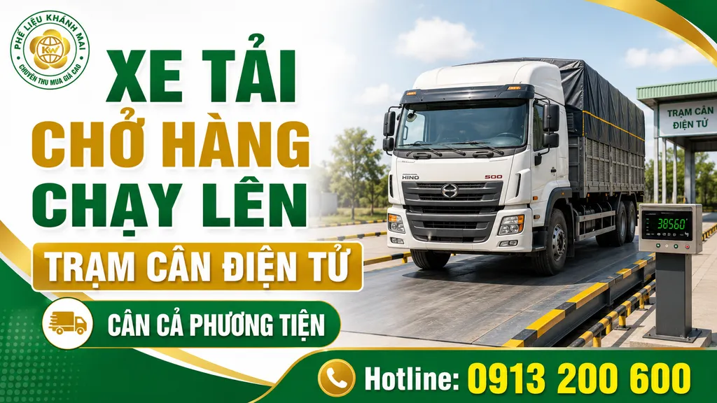 Xe tải chở hàng chạy lên trạm cân điện tử