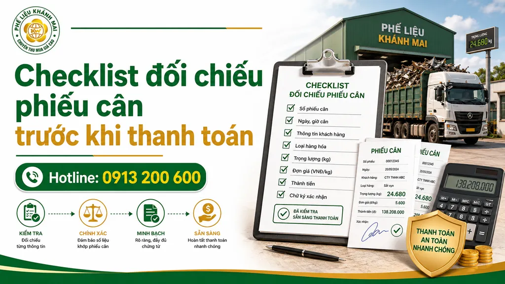 Checklist đối chiếu phiếu cân trước khi thanh toán