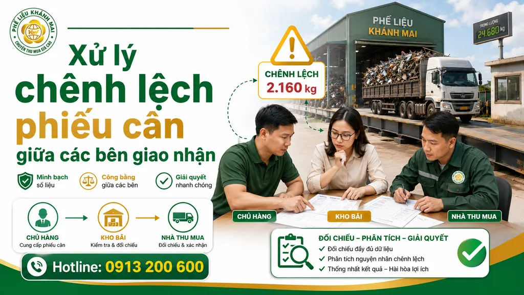 Xử lý chênh lệch phiếu cân giữa các bên giao nhận